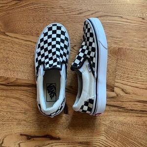 Barely worn slip on checkered vans